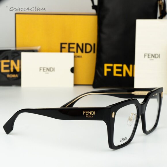 Fendi Women Eyeglasses Black Demo Square FE50085F FENDI ROMA 001 NEW AUTHENTIC - Picture 4 of 8